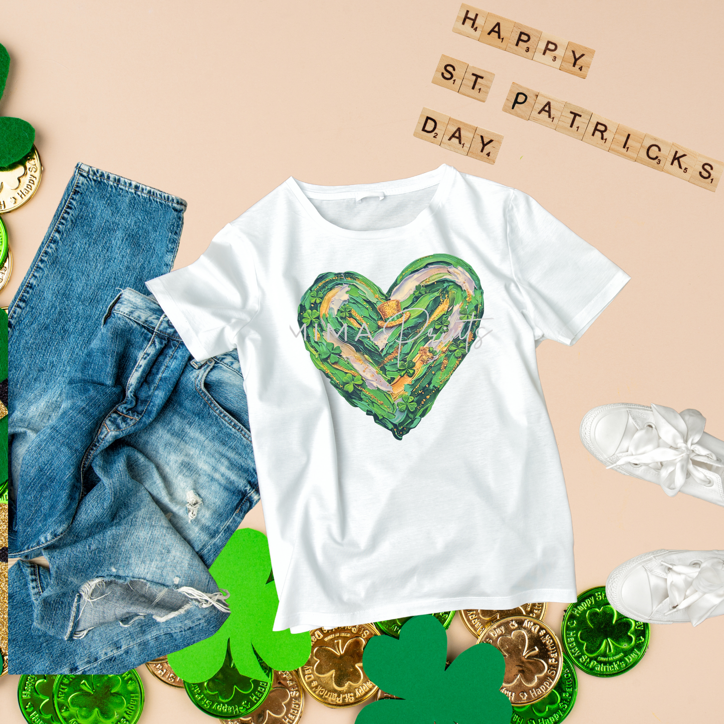 Heart Brushstroke Green/Gold