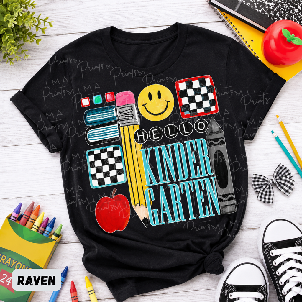 Checkered Hello Kindergarten Blue