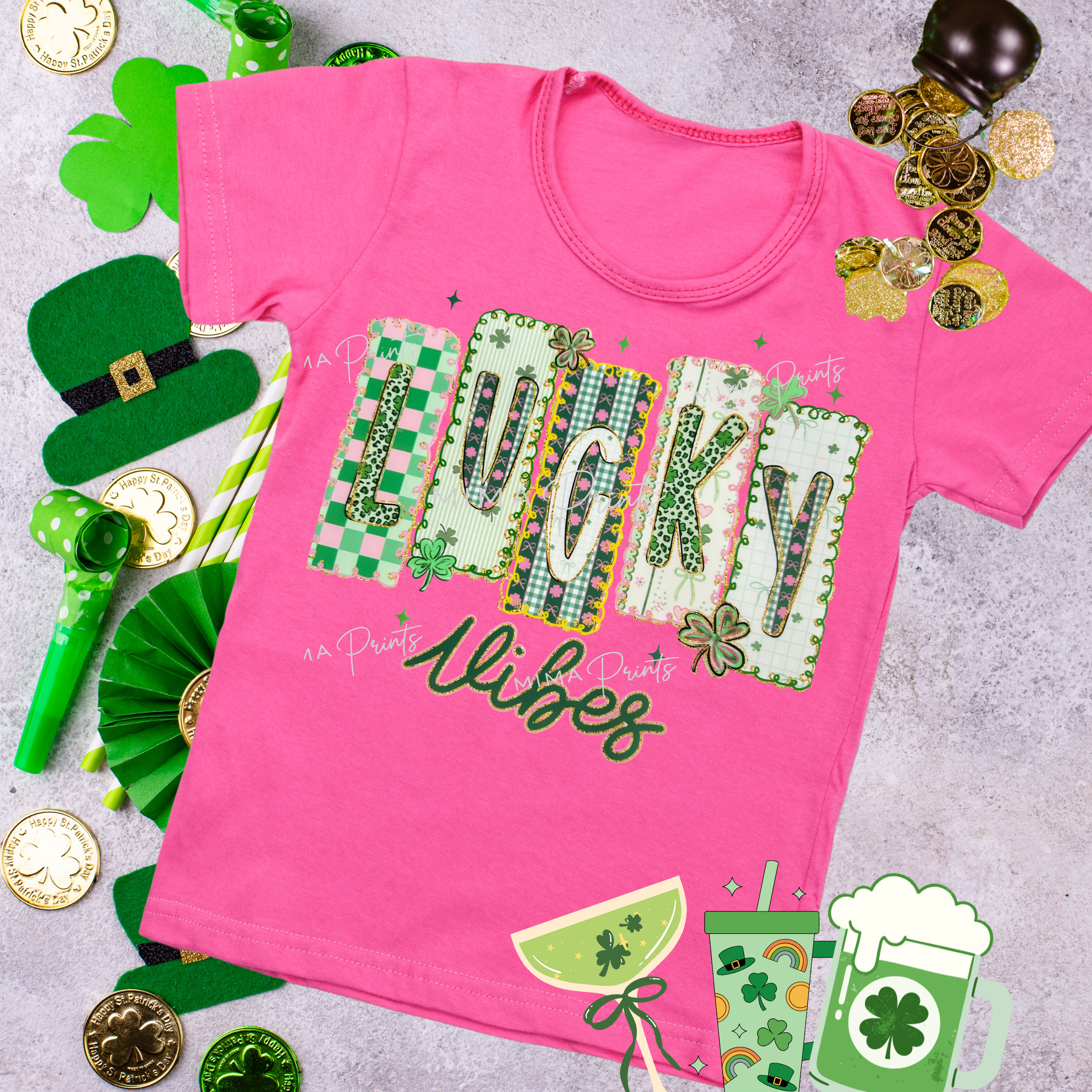 Lucky Vibes Faux Glitter Patchwork