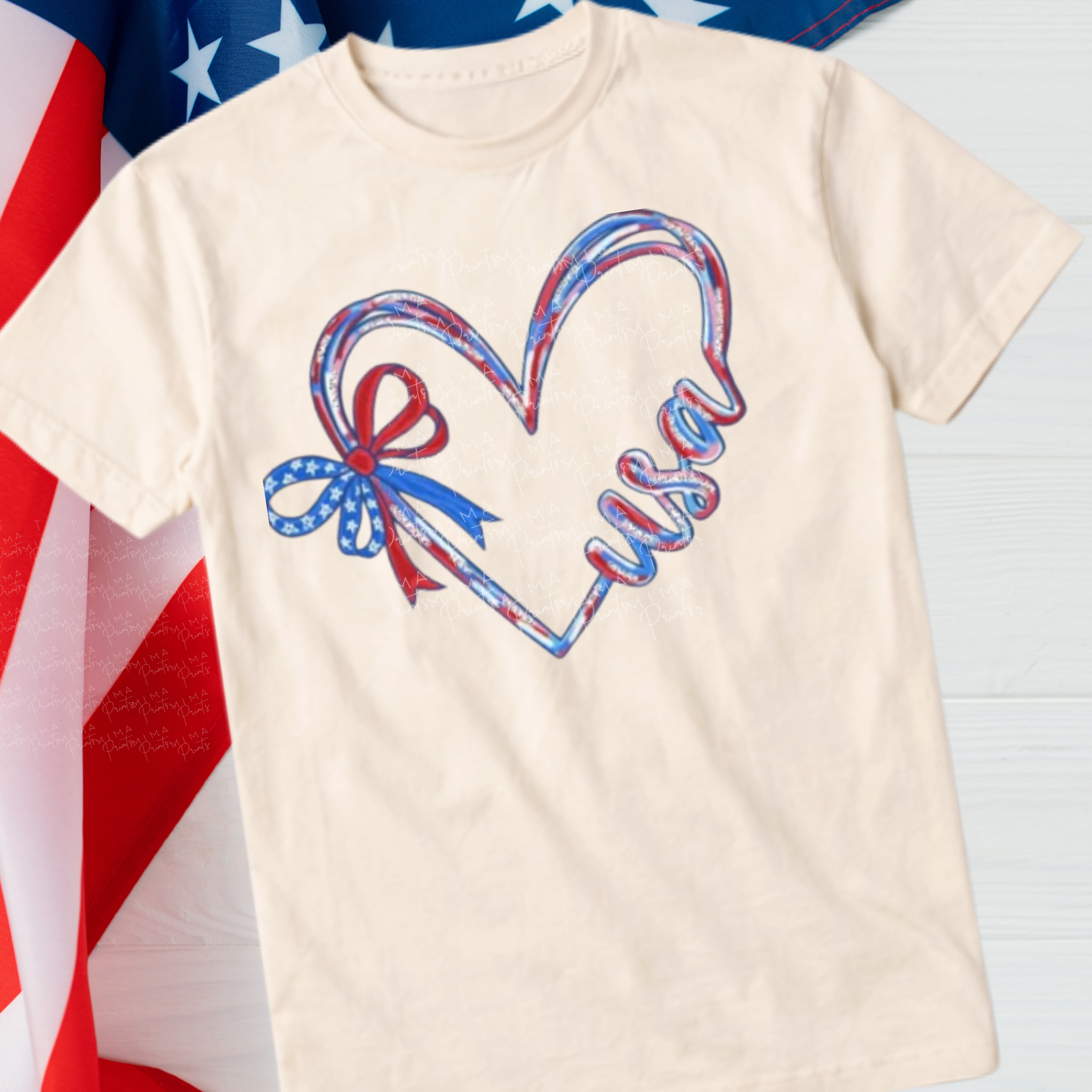 USA Watercolor Heart
