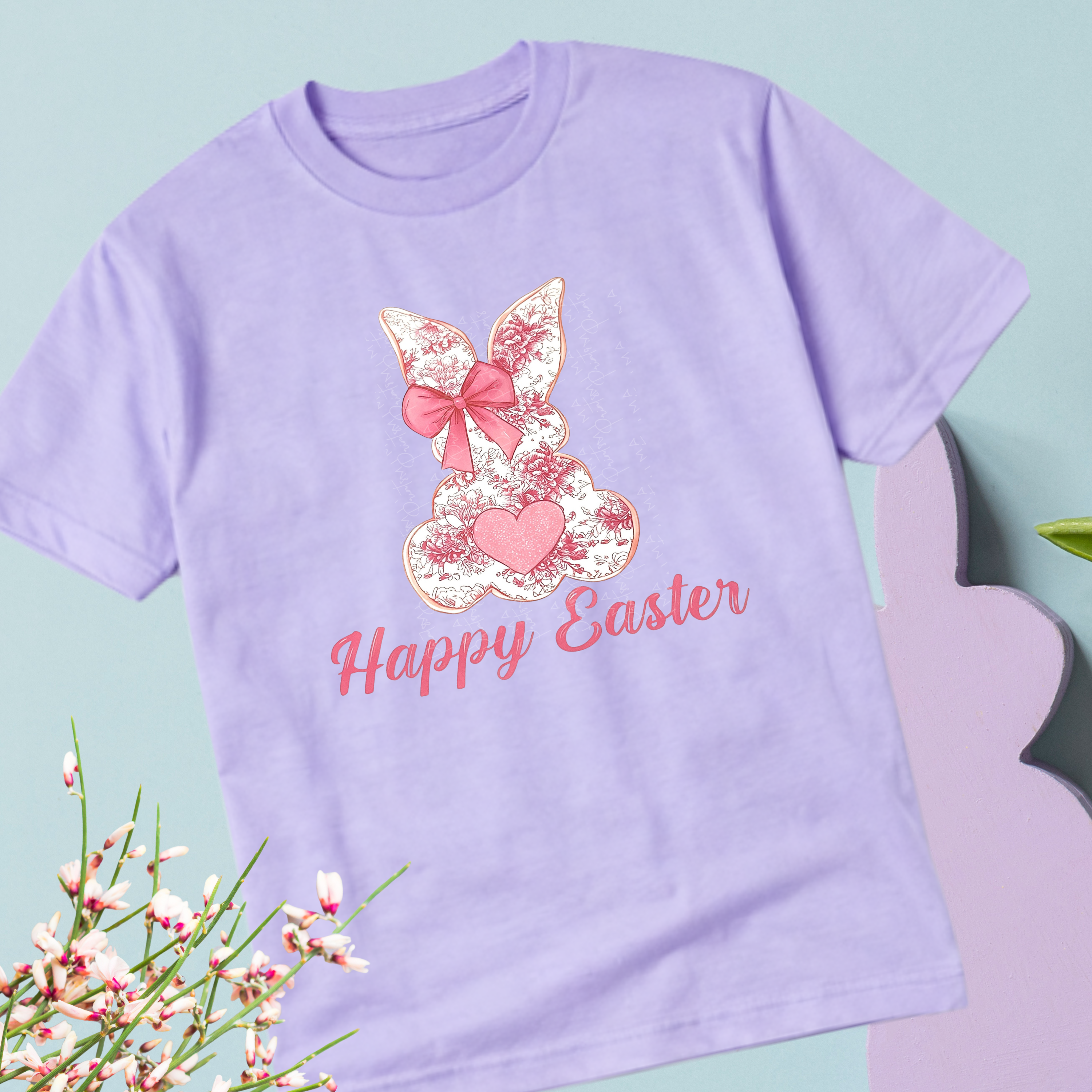 Floral Bunny Pink Silhouette