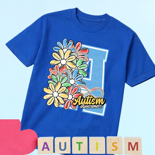 Autism Blue Floral Heart Shirt