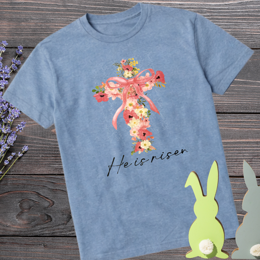 He Is Risen Floral Cross