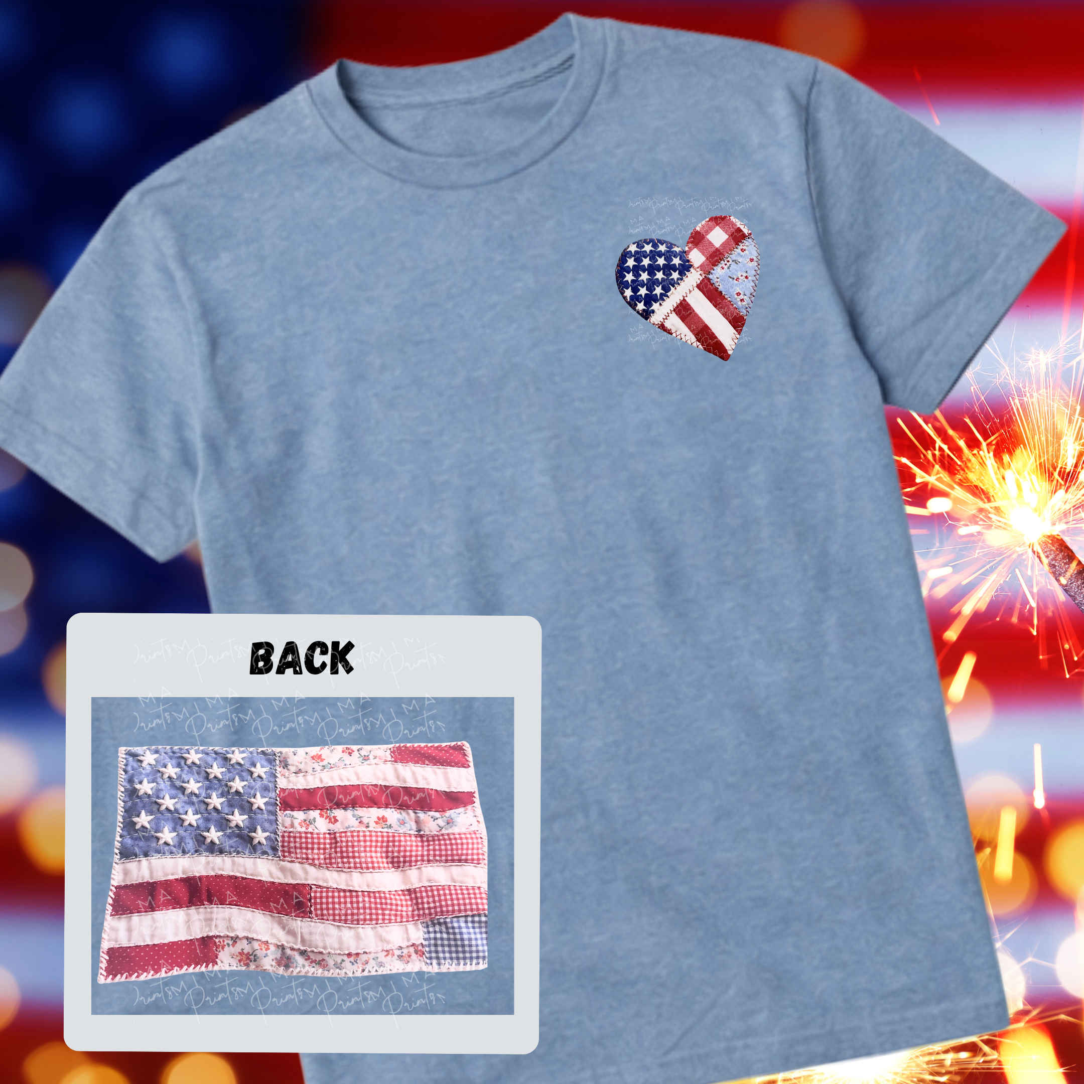 Flag Faux Patchwork Front and Back