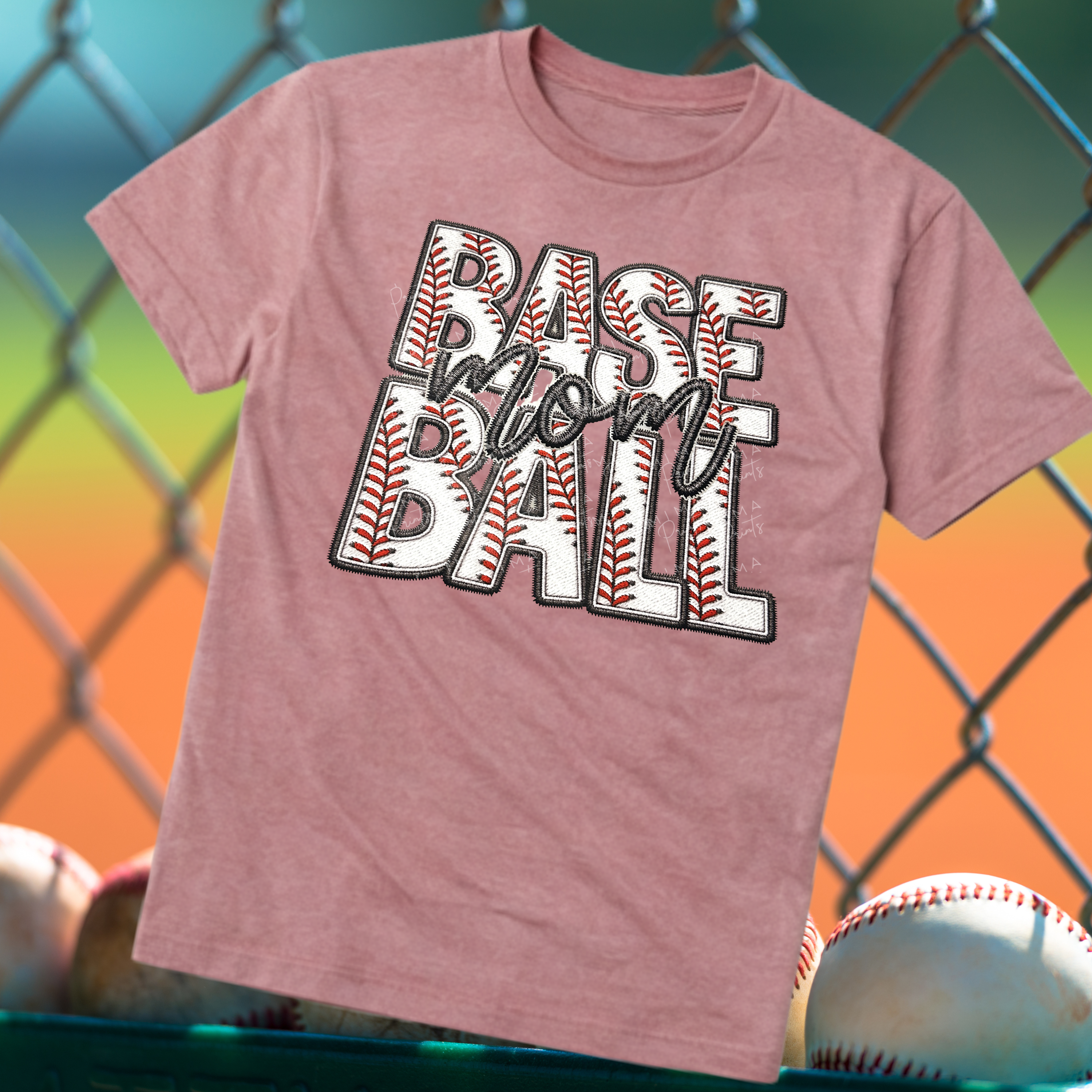 Baseball Mama Faux Embroidery
