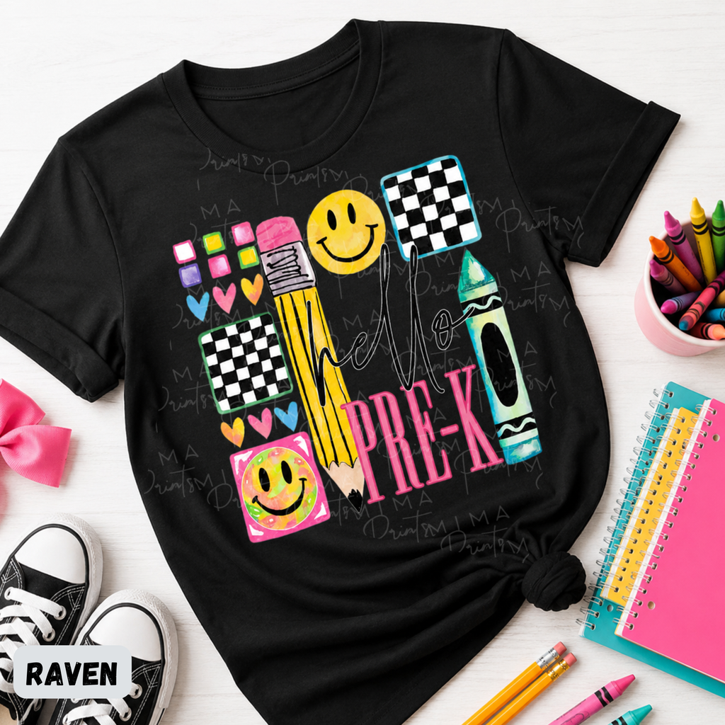 Checkered Hello Kindergarten Pink