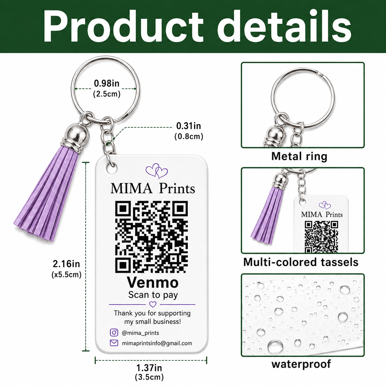 Metal Keychain, Payment QR Code Keychain