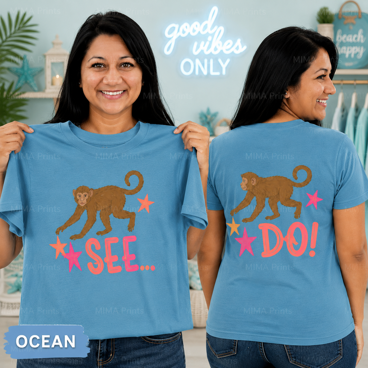 Monkey See Monkey Do Pink