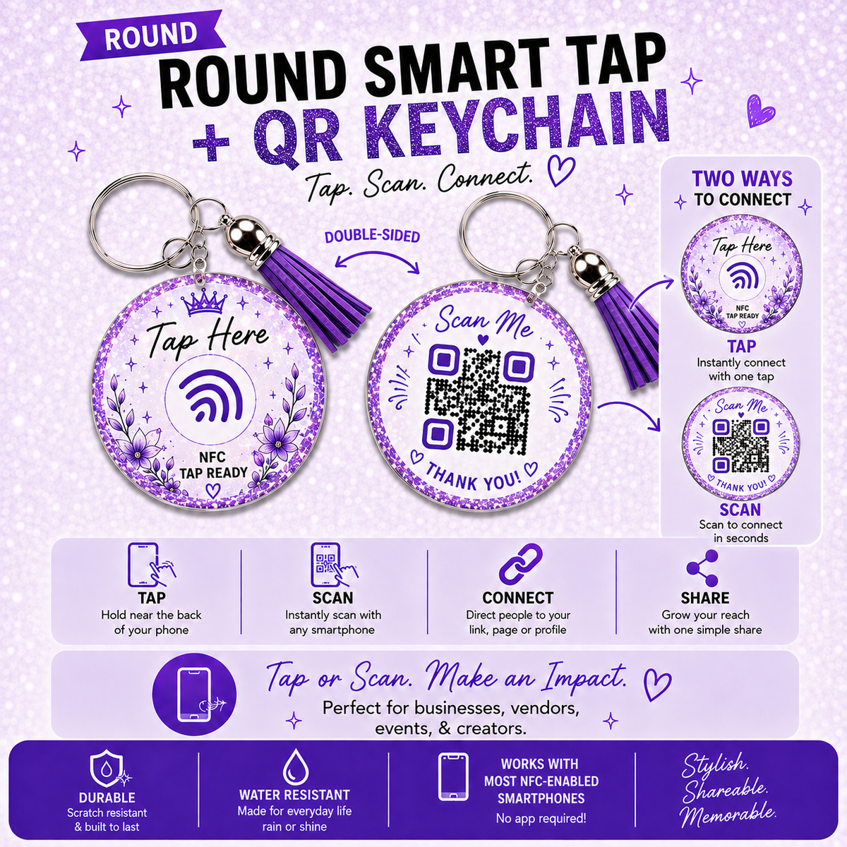 Smart Keychain Tap + QR Code